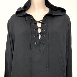 Cloth And Stone Lace Up Hooded Blouse